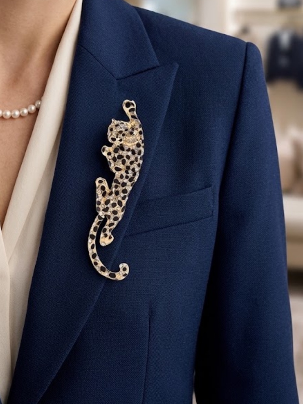 NEW Climbing Leopard Rhinestone Brooch -
Rose Gold Tone Animal Pin Jewelry